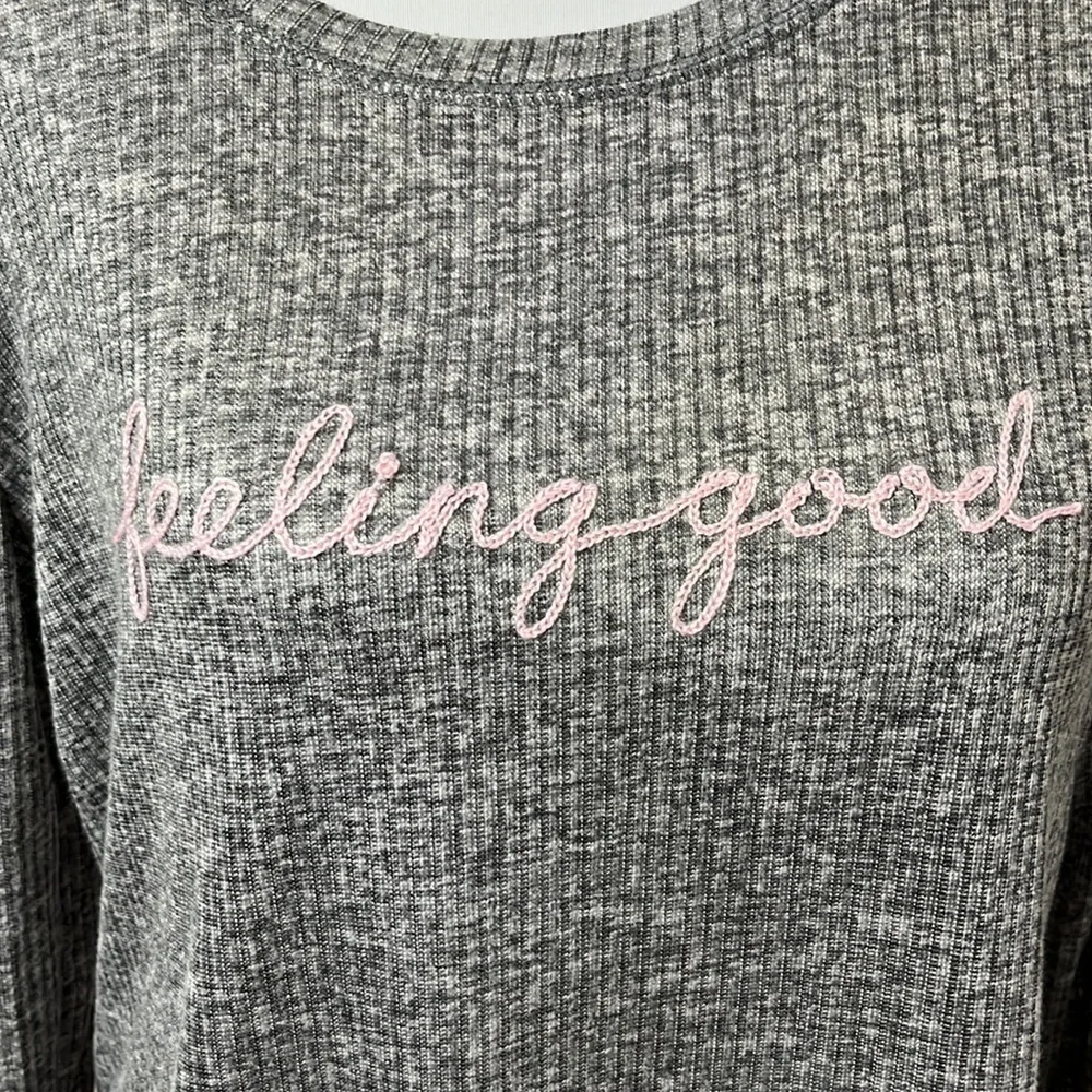 Laura Ashley Long Sleeve Feeling Good Gray and Pink Size L - Picture 2 of 12